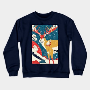 Reindeer on the snowy day Crewneck Sweatshirt